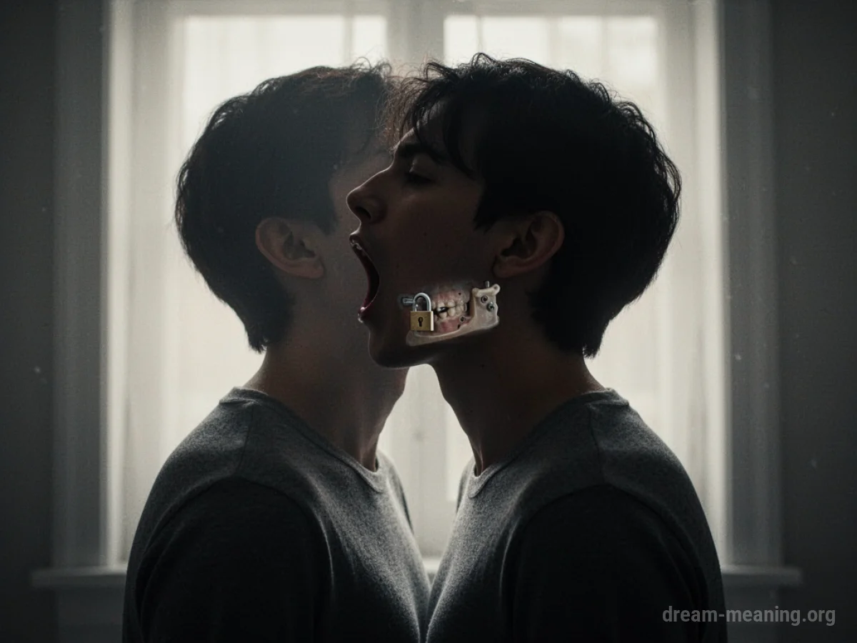 Silhouette of a person with mouth open, unable to vocalize.
