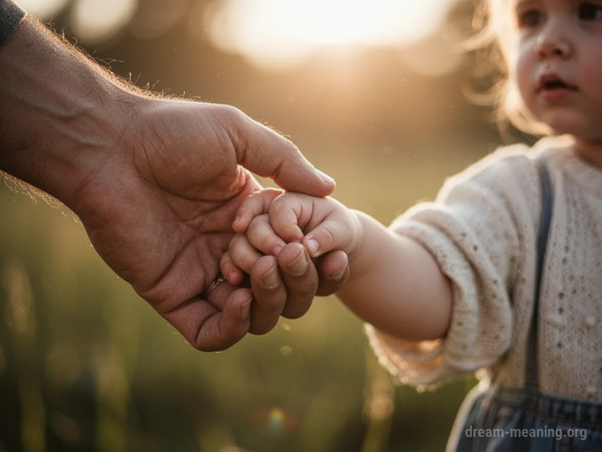 A parent's hand holding a child's hand.
