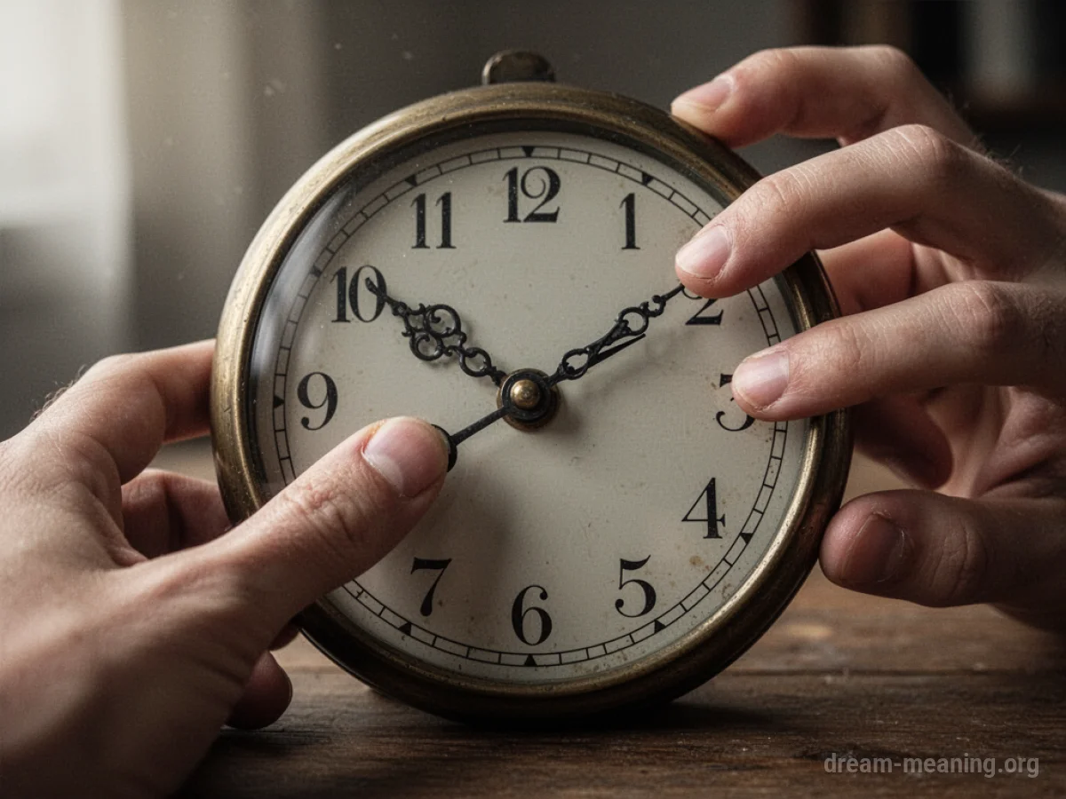 A person's fingers adjusting the hands of a clock.