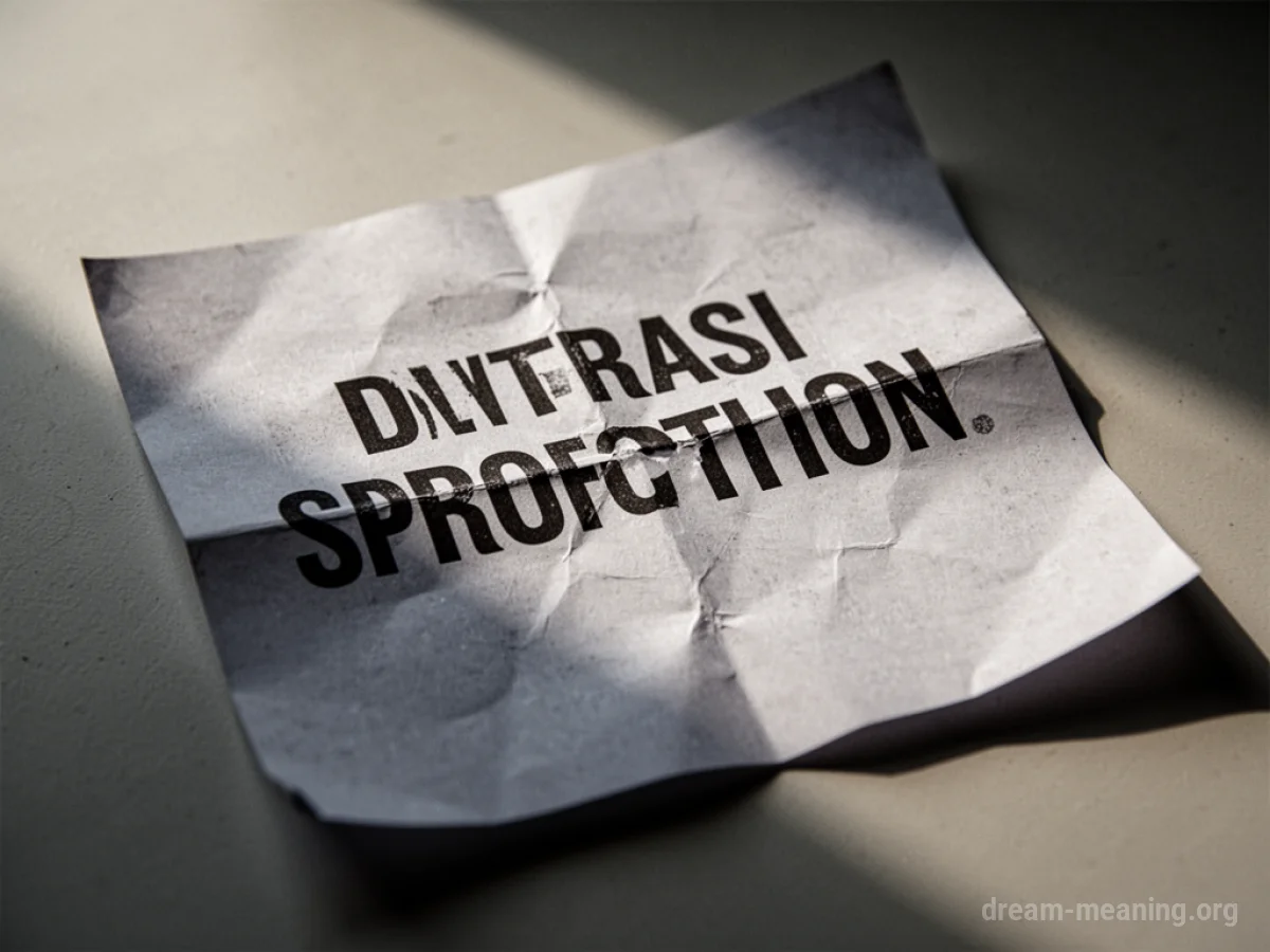 A crumpled piece of paper with dark text in shadow.