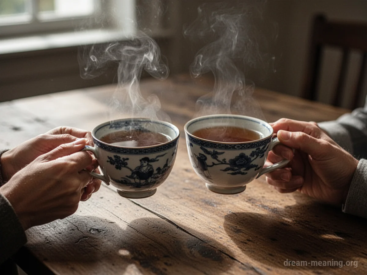 Two hands holding teacups.