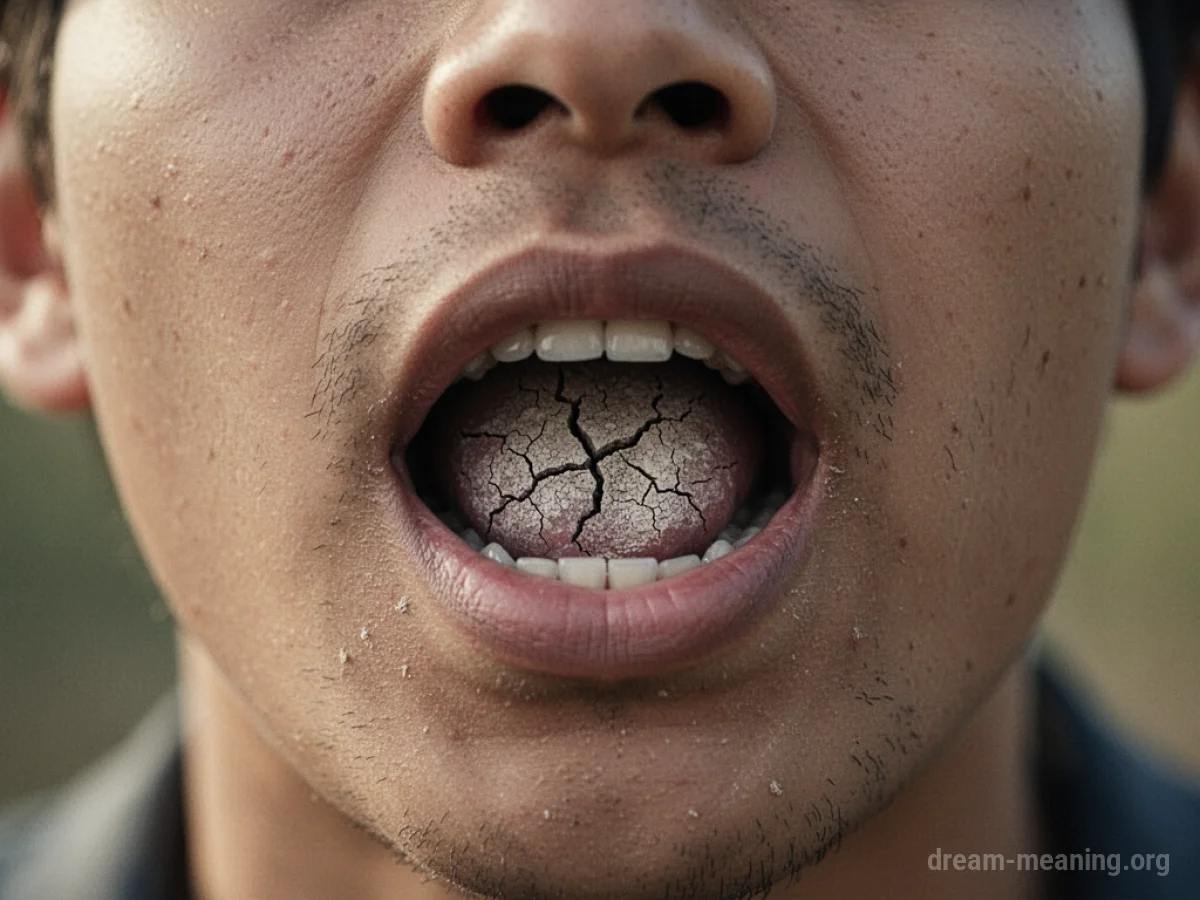 Close-up of a parched mouth interior.