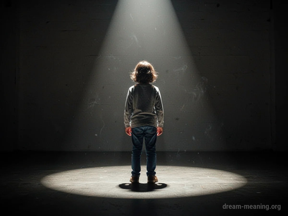 A person standing alone in a bright spotlight.