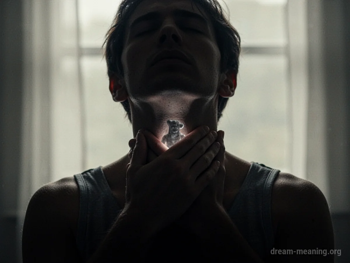 Silhouette of a person with a hand on their throat.