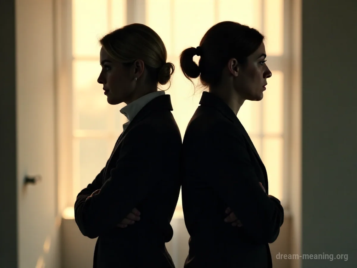 Two silhouetted figures with a crack between them.