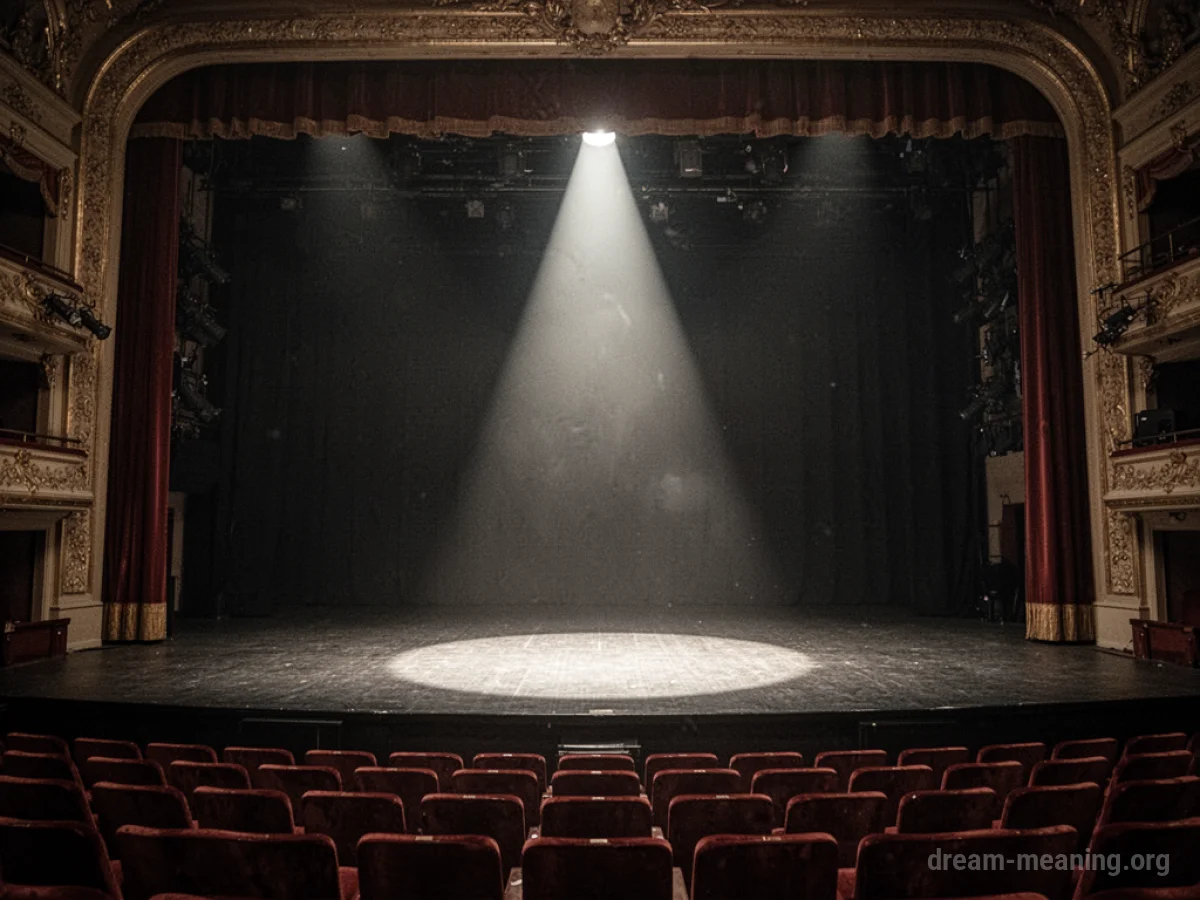 An empty theater stage with a single spotlight.