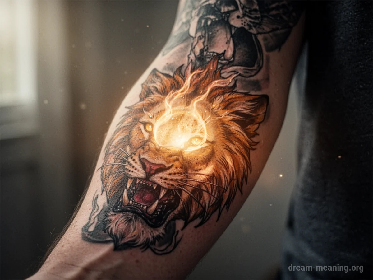 A tattoo on a person's arm radiating a gentle light.