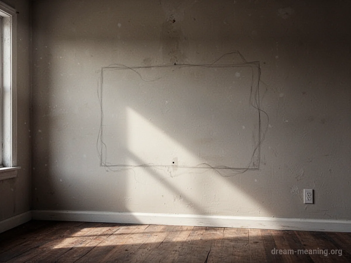 An empty space on a wall where a television was previously mounted.