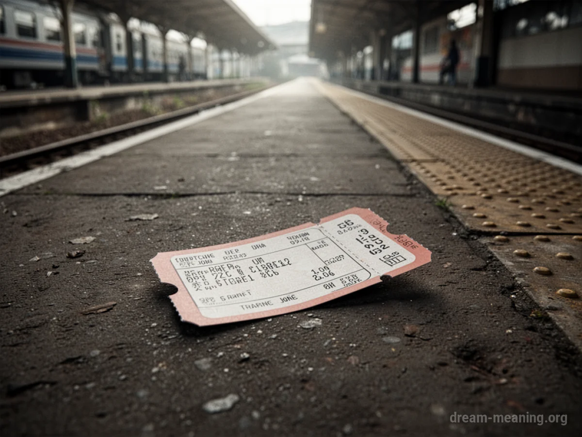 An empty train ticket on a platform.