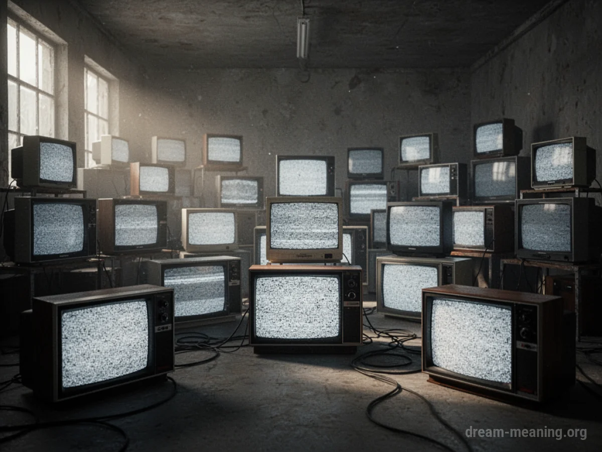 A large room with many television sets facing forward.