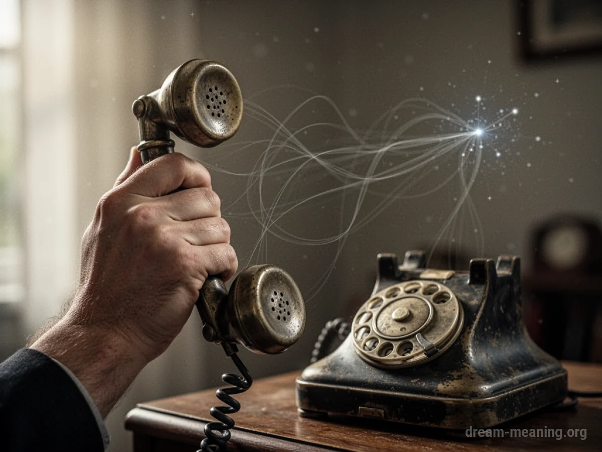 A hand holding a telephone receiver near an ear.