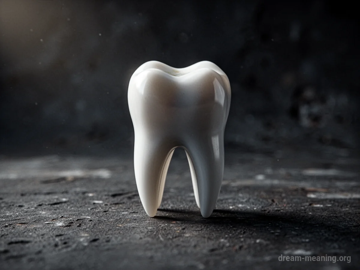 A single white tooth casting a long shadow.