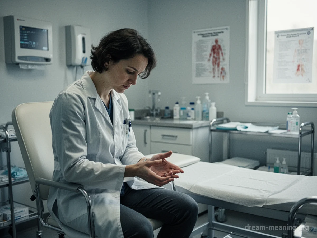 Person sitting in a doctor's examination room.