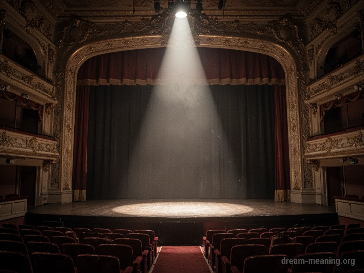 An empty theater stage with a single spotlight.