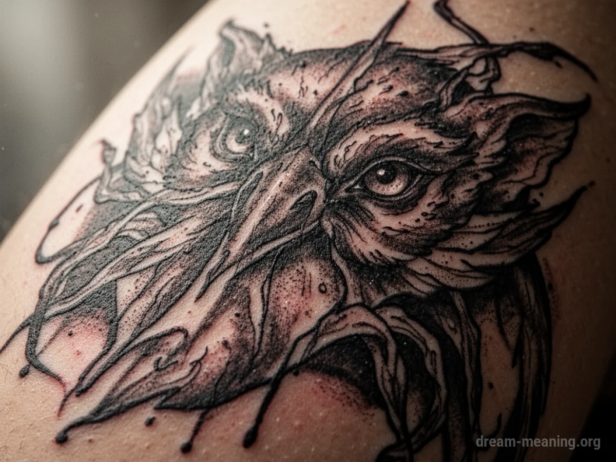 Close-up of a detailed tattoo design on a person's arm.