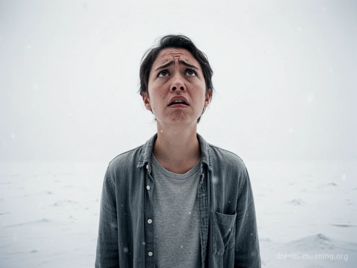 A person in a blank white space looking disoriented.
