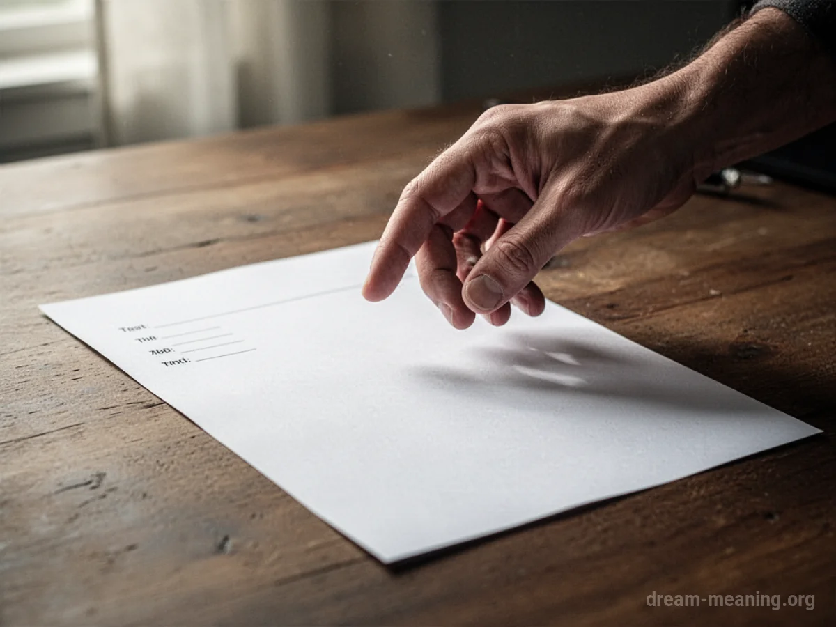 A hand hovering over a blank exam paper with no pen.