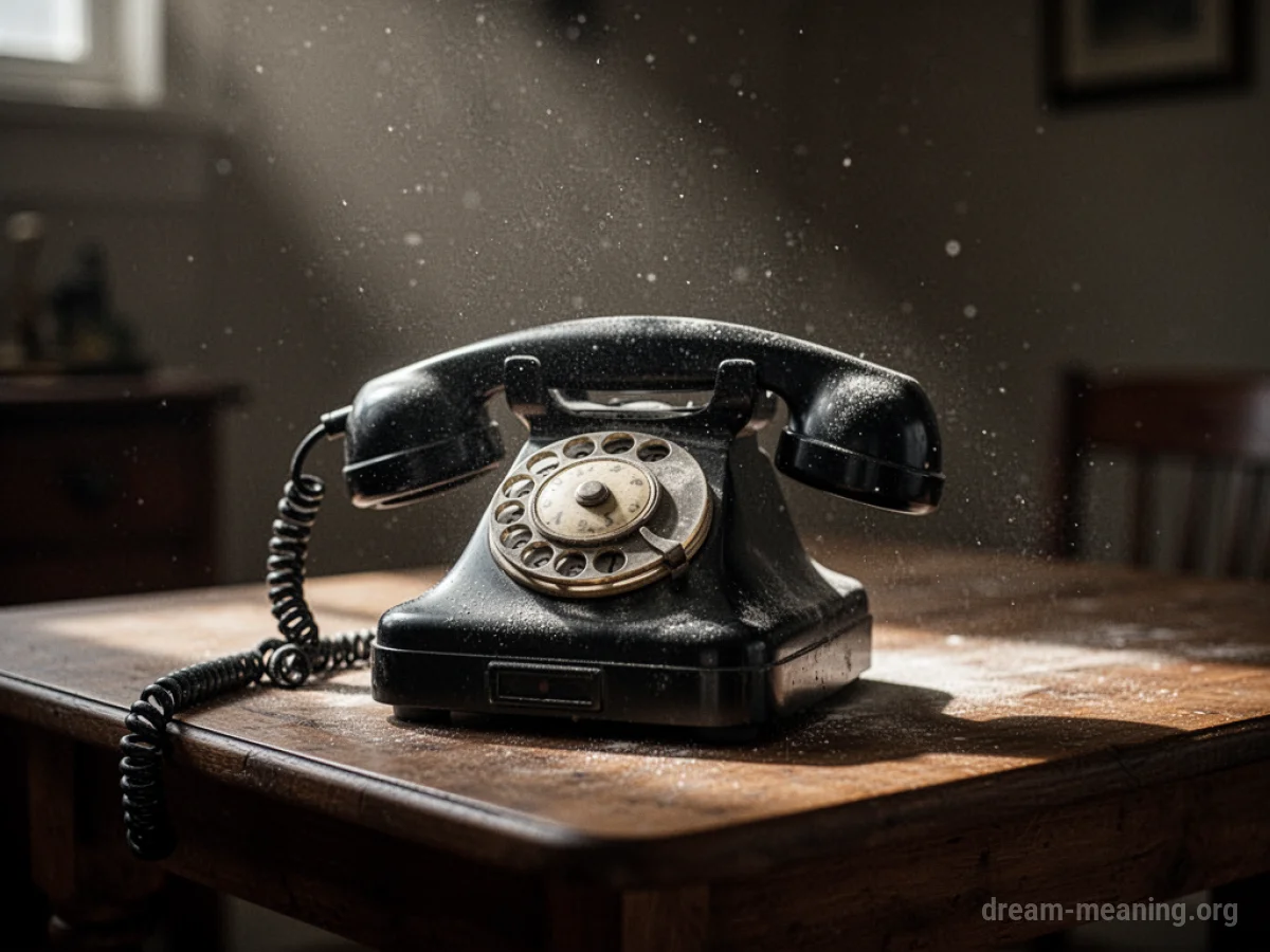 A vintage rotary telephone on a wooden table.