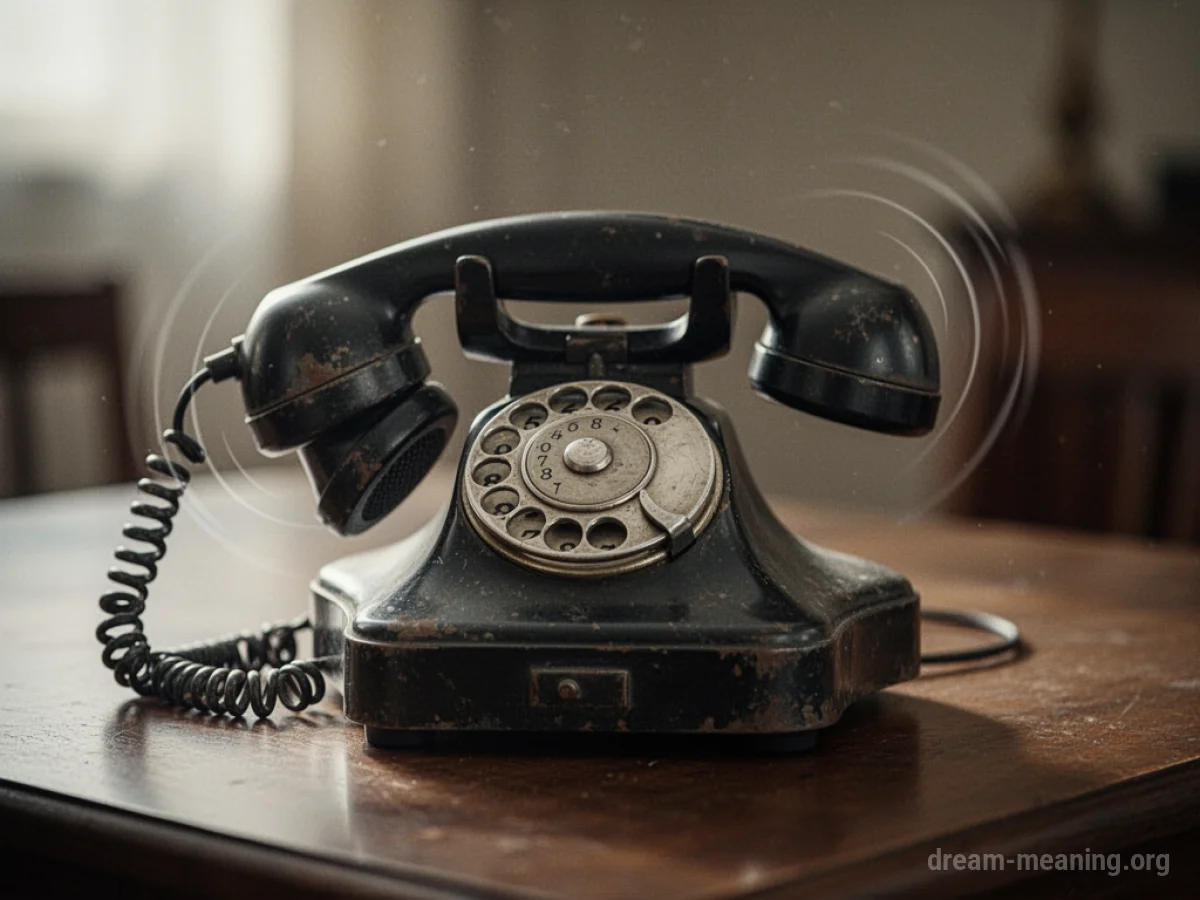 A vintage rotary telephone with its receiver partially off the hook.