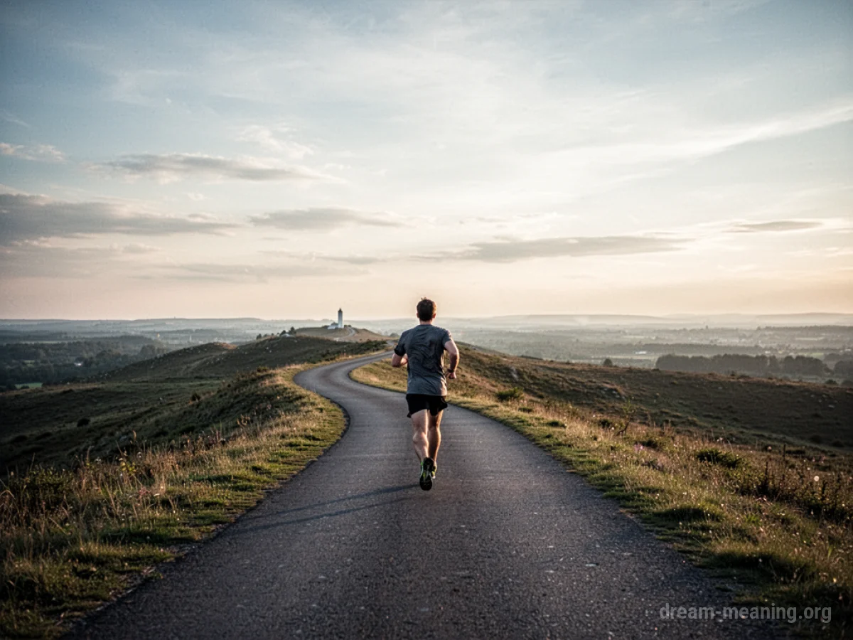 A person running on a path towards the horizon.