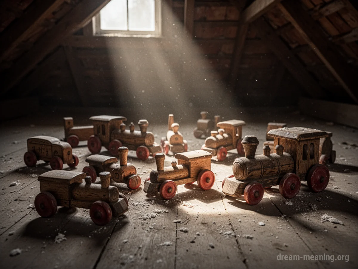 Assorted vintage toys lying on a wooden floor.