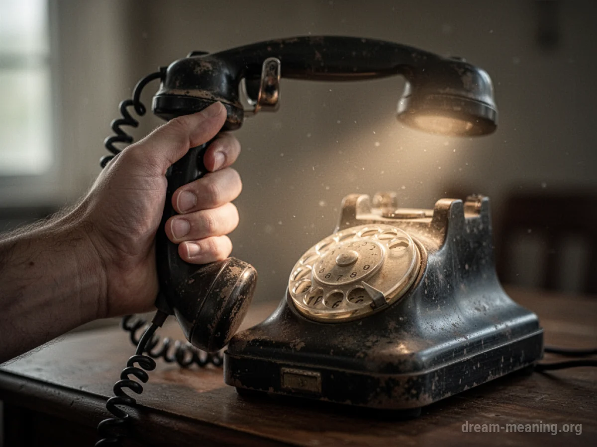 A hand holding a vintage telephone receiver.