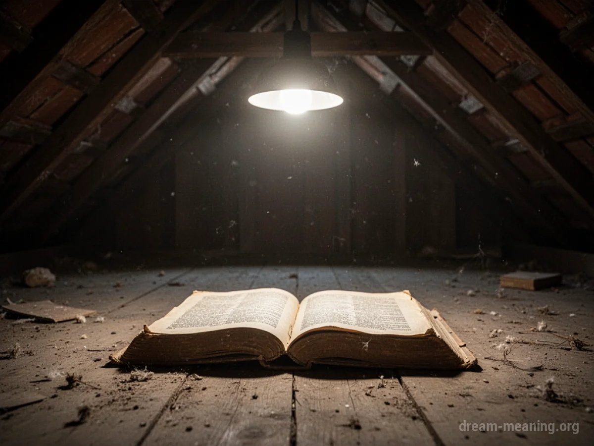 A beam of light shines into a dark space, highlighting an open book.
