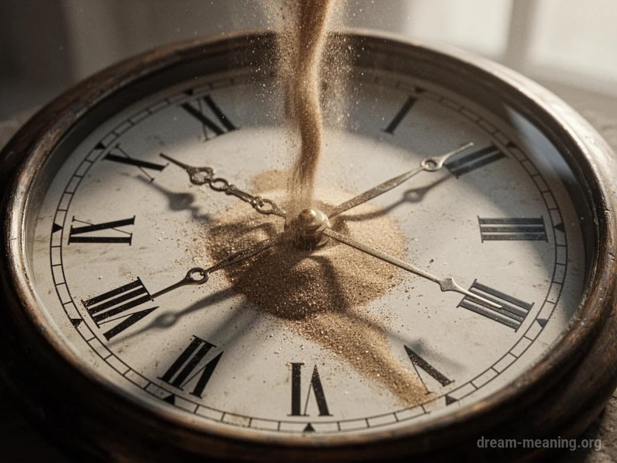 A clock with sand pouring through its center.