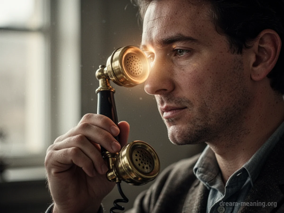 A hand holding a telephone receiver to an ear.