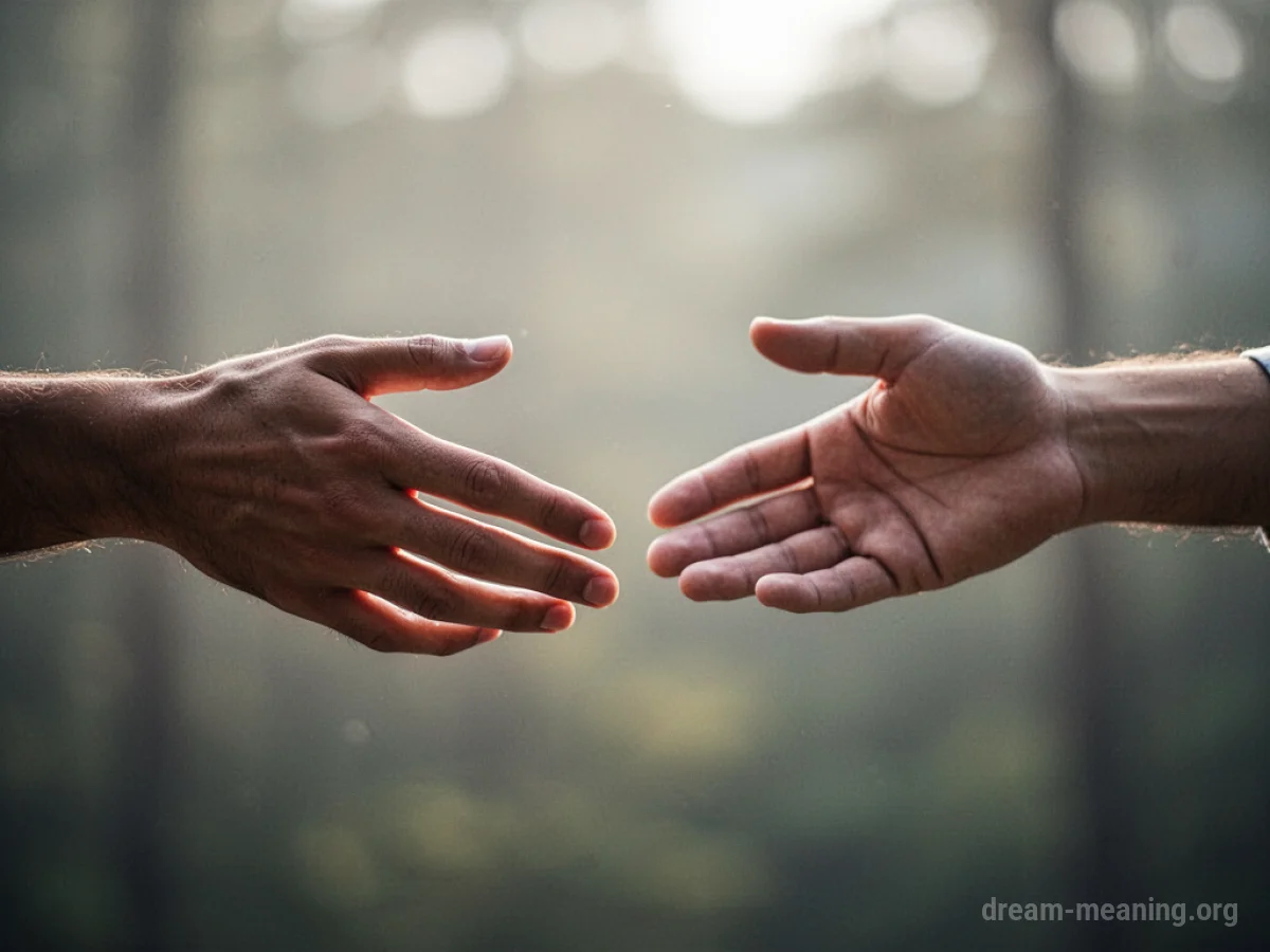 Two hands reaching out towards each other.