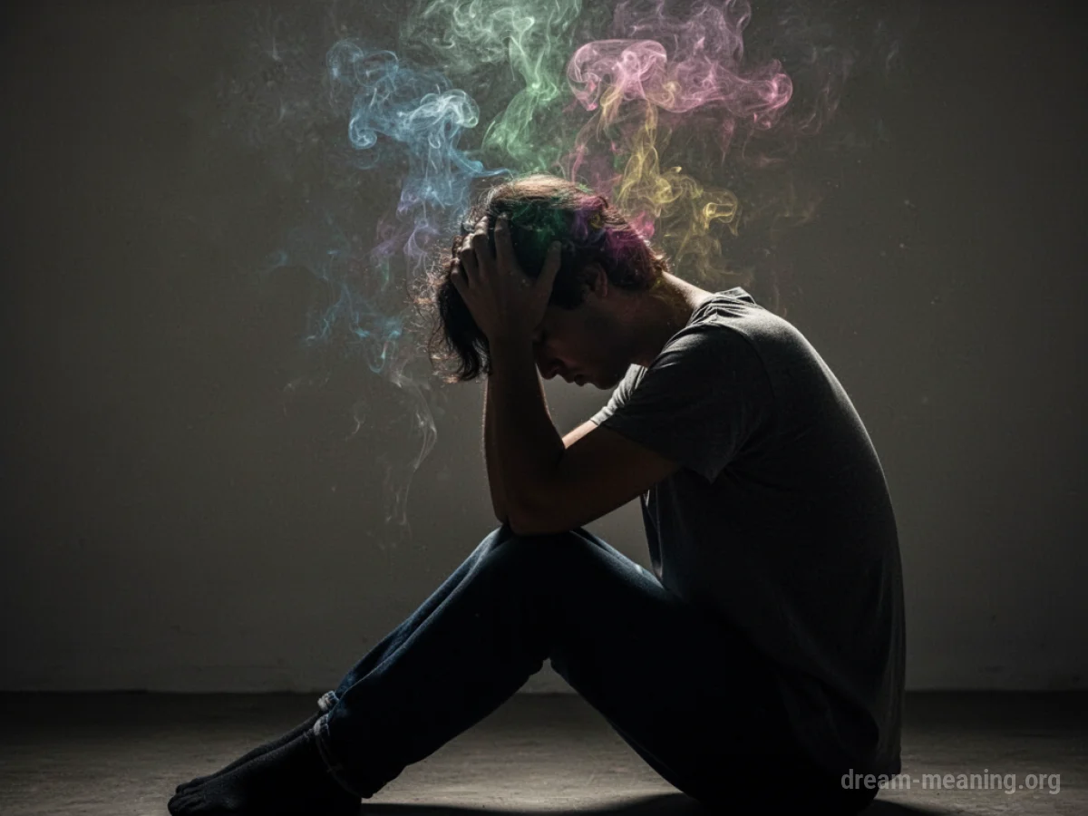 Silhouette of a person crying with their head in their hands.