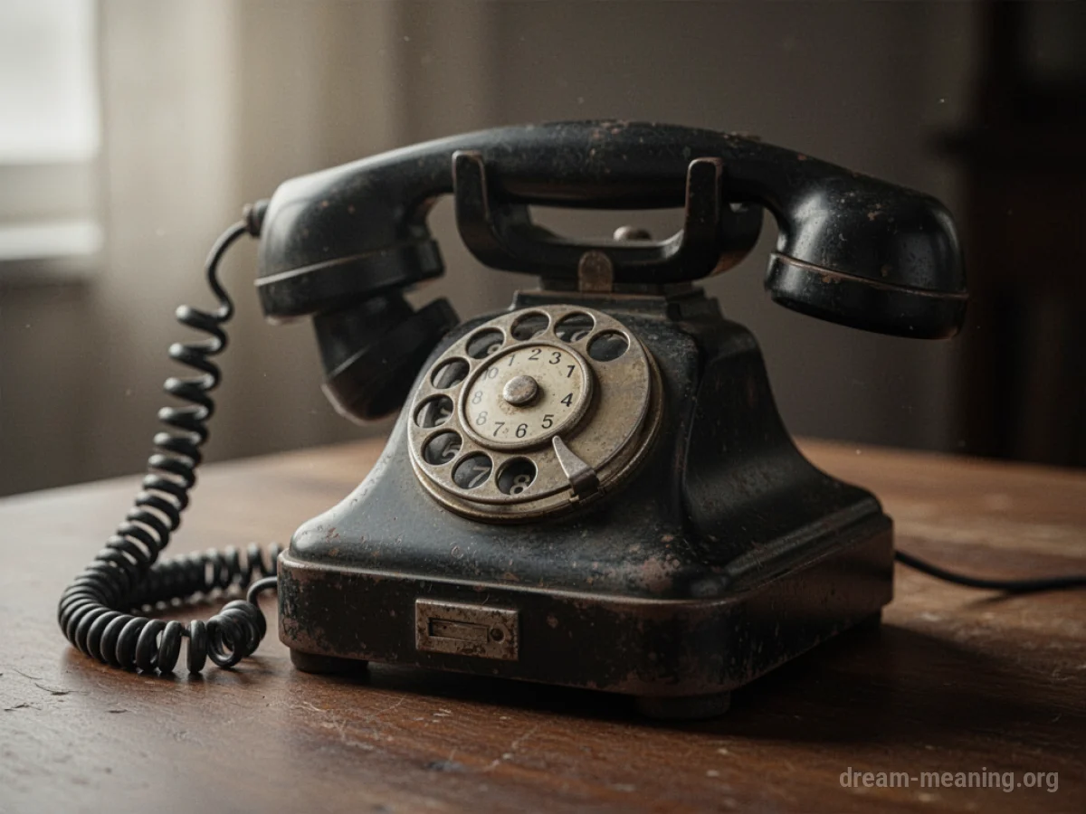 A vintage telephone receiver resting on its cradle.