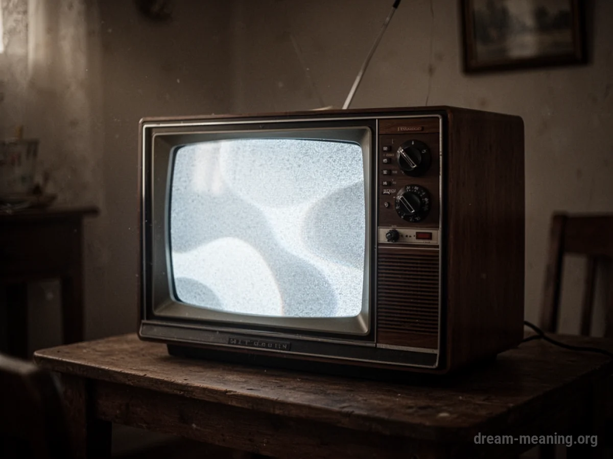 A vintage television with a glowing screen in a dark room.