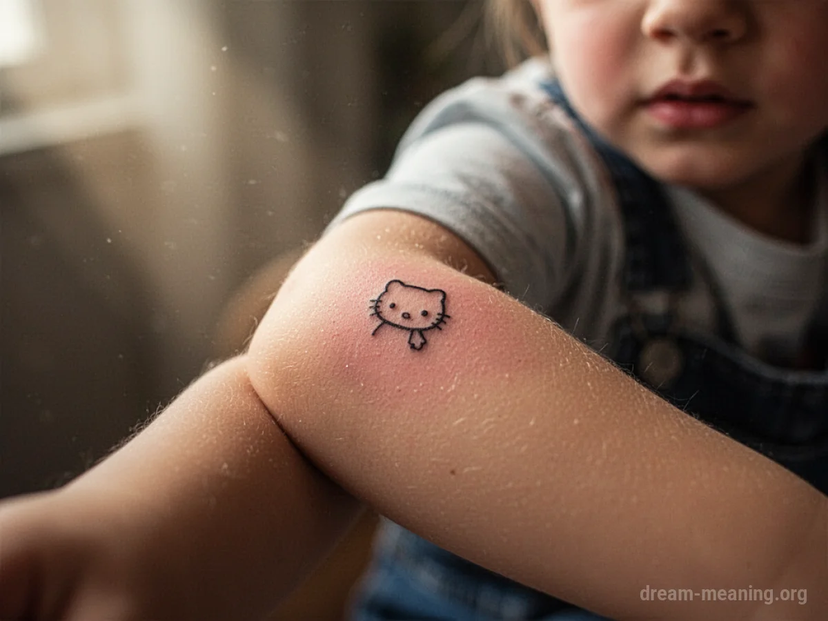 Close-up of a child's arm showing a tattoo.