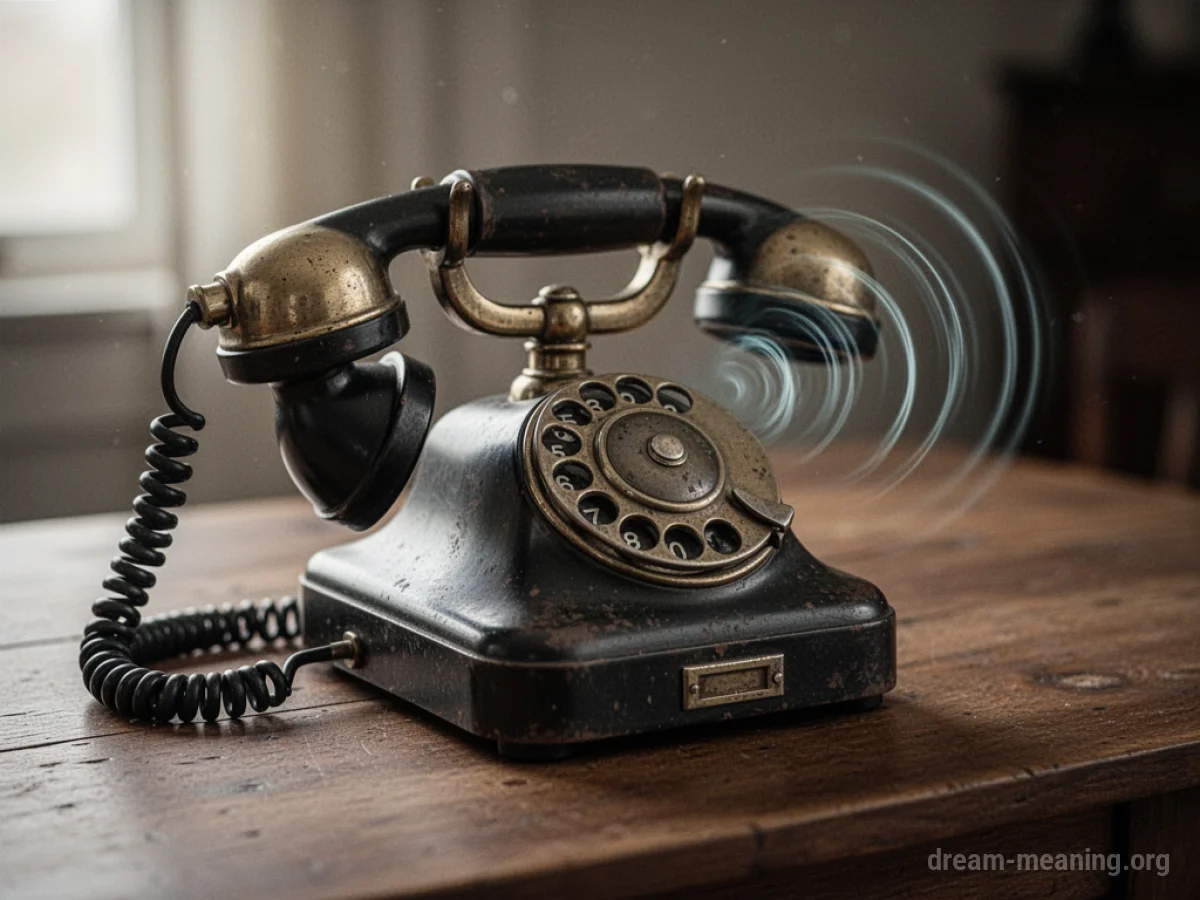 A vintage telephone with its receiver off the hook.