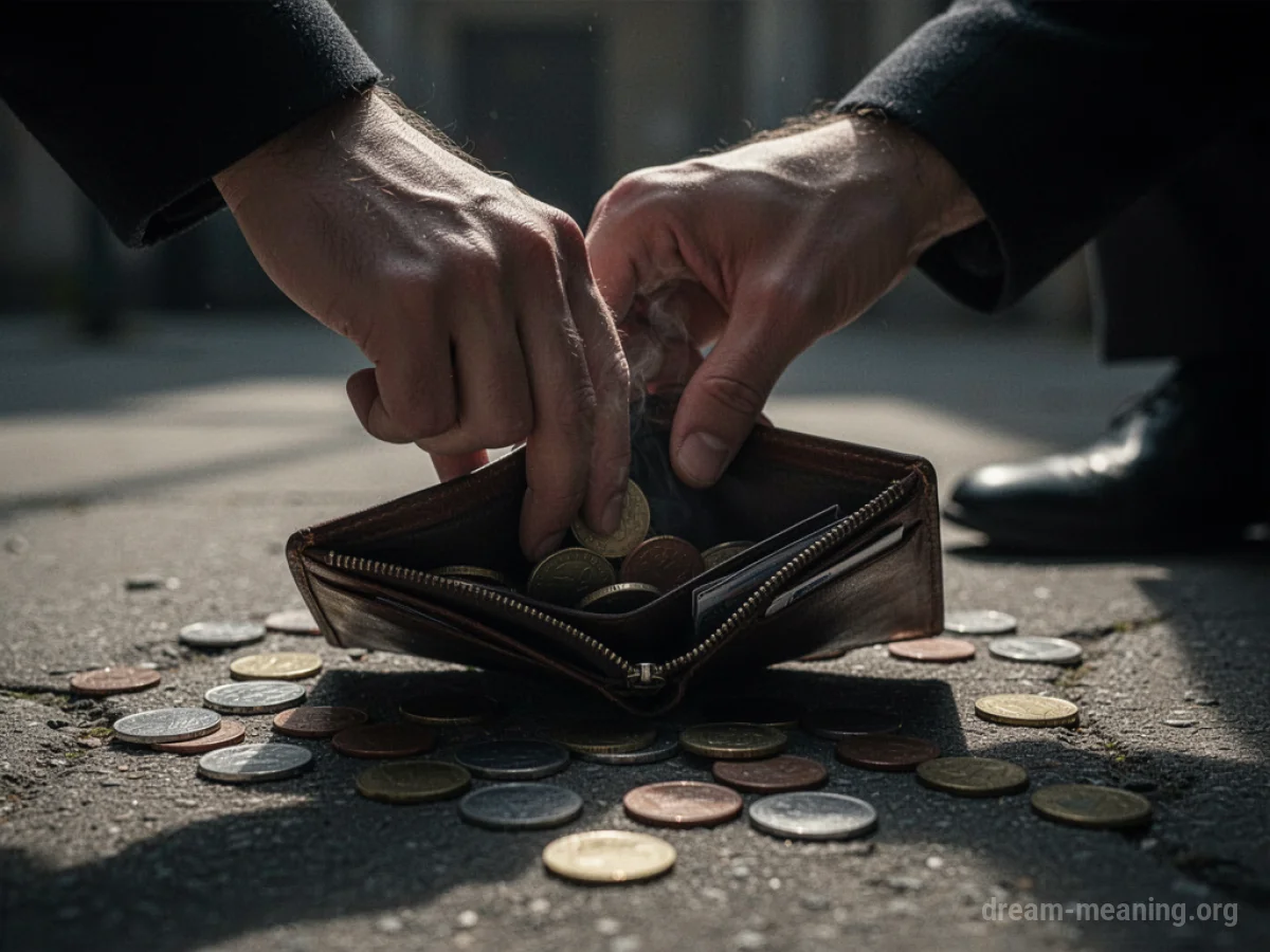 A silhouette of a person's hand taking coins from a wallet.