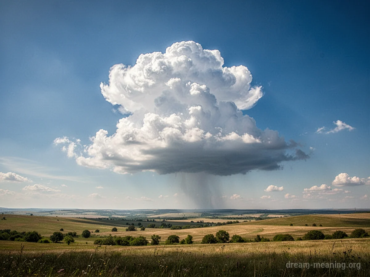 A single dark thundercloud against a bright blue sky.