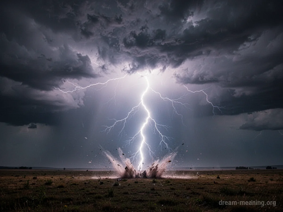 A lightning bolt striking the earth during a thunderstorm.