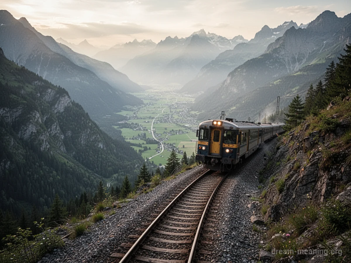 A train moving down a steep mountain track.