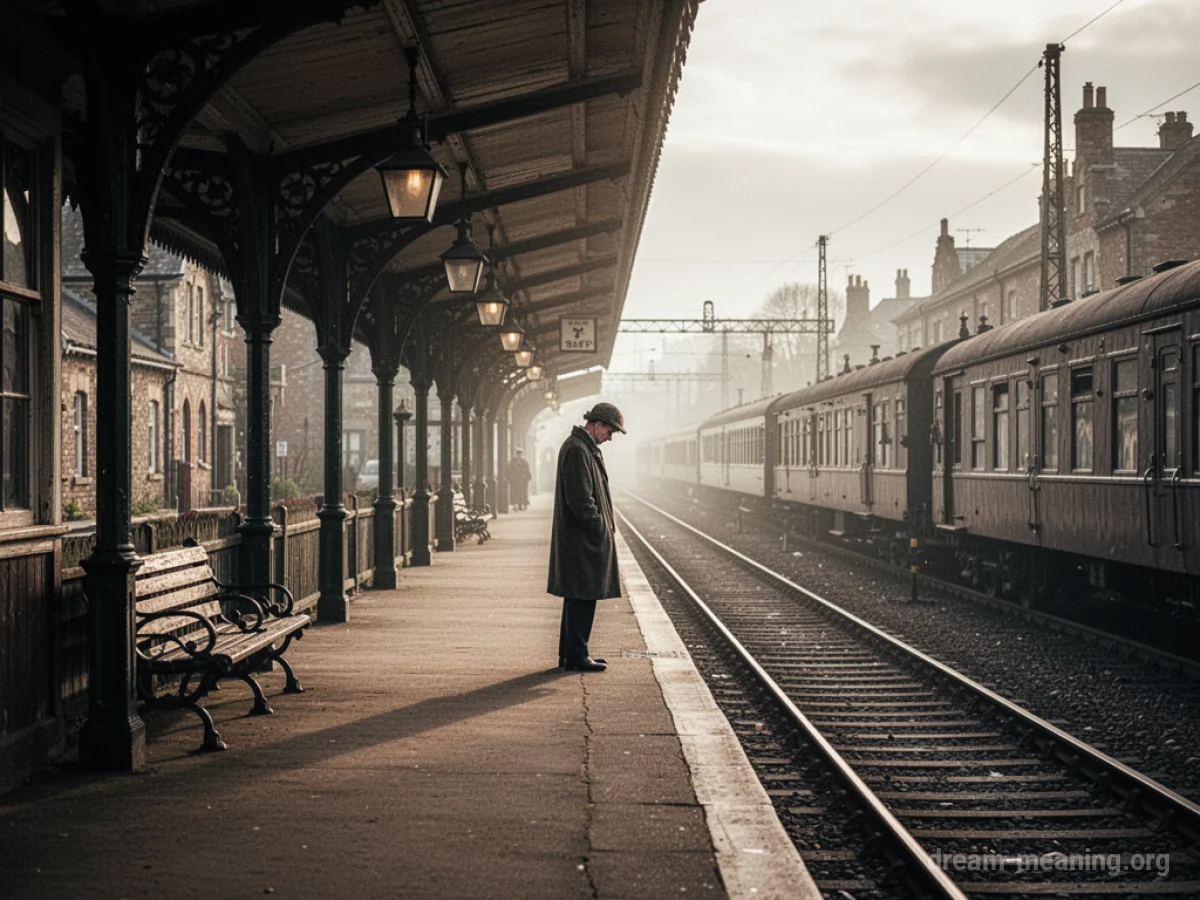 A person standing on a train station platform.