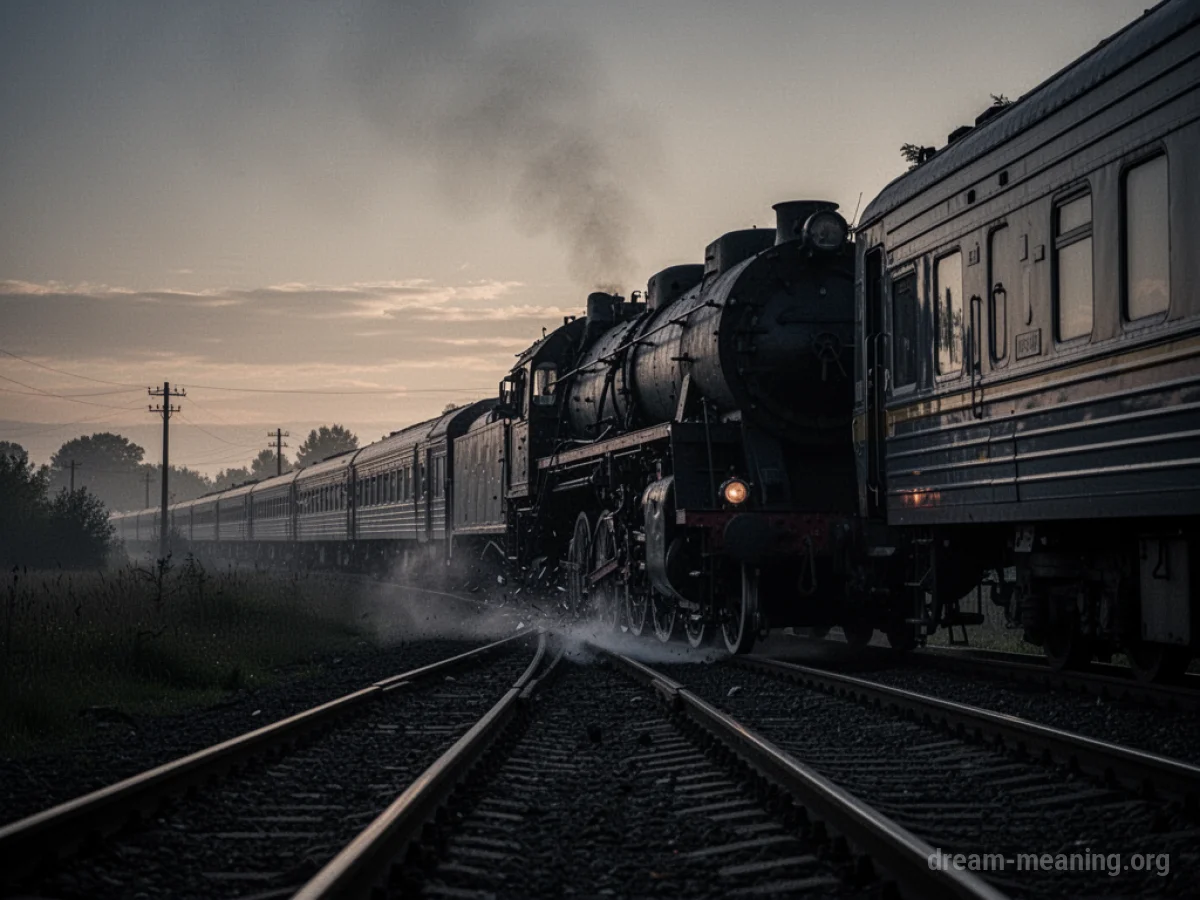 A train stopped abruptly on railroad tracks.