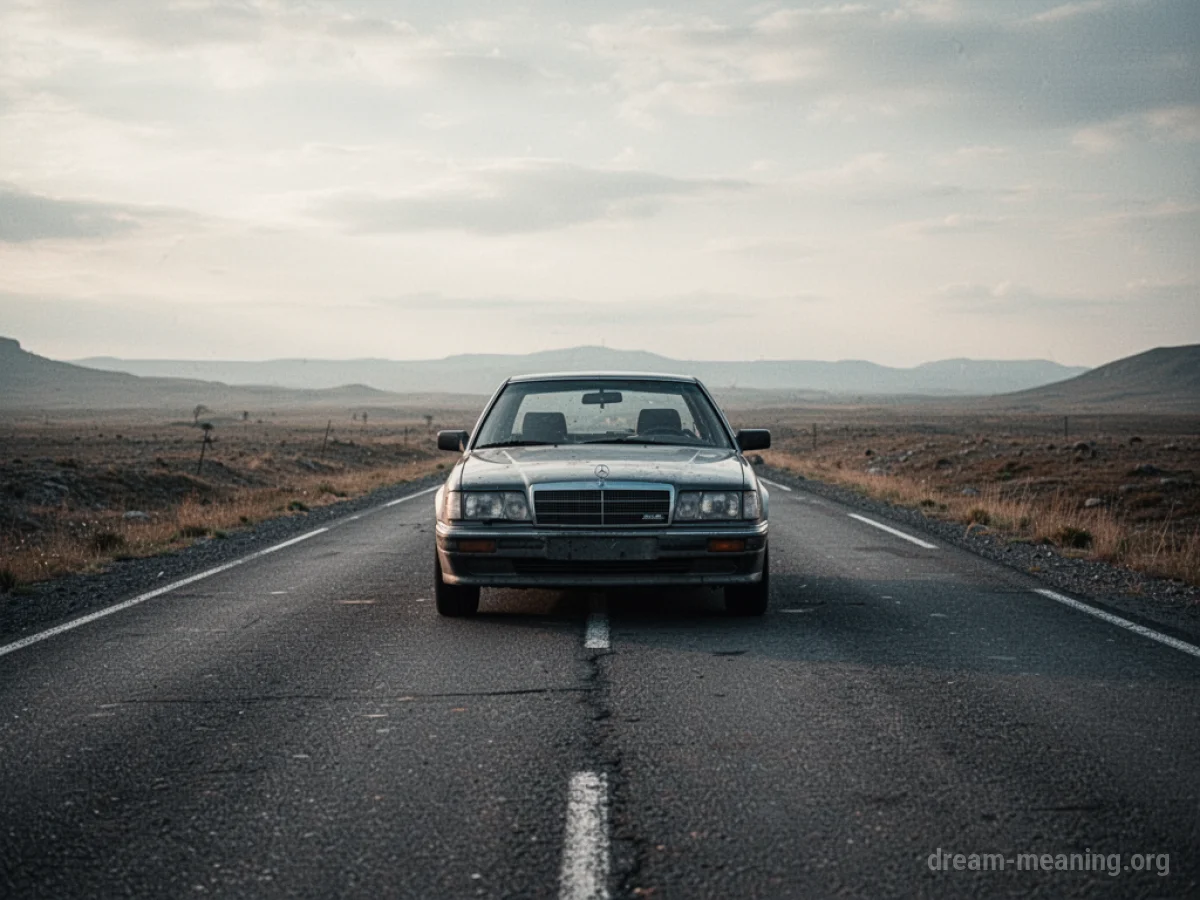 A car stationary on an empty, isolated road.