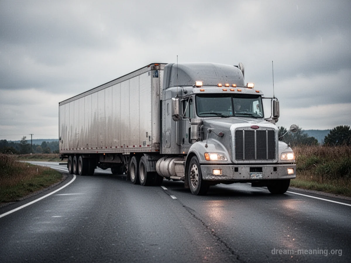 A large truck completely stops traffic on a road.