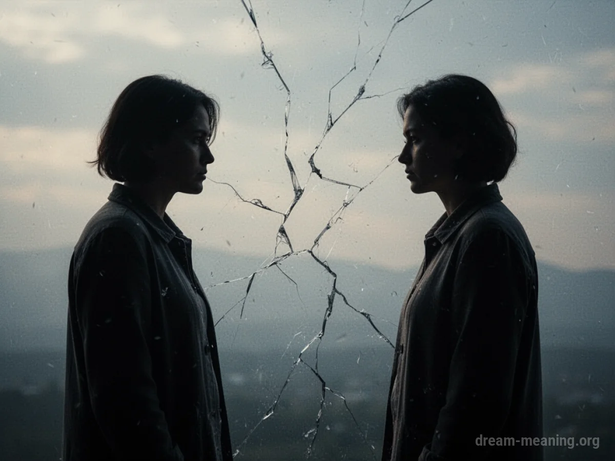 Two silhouetted figures with a visible gap and cracks between them.
