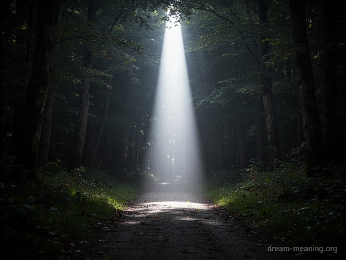 A bright light emanating from an unseen source, cutting through a dark background.