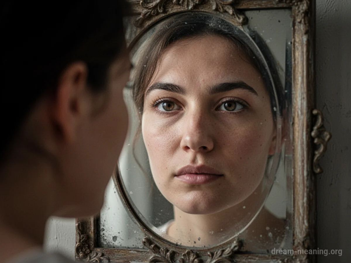 A person looking into a mirror with a clearer reflection.