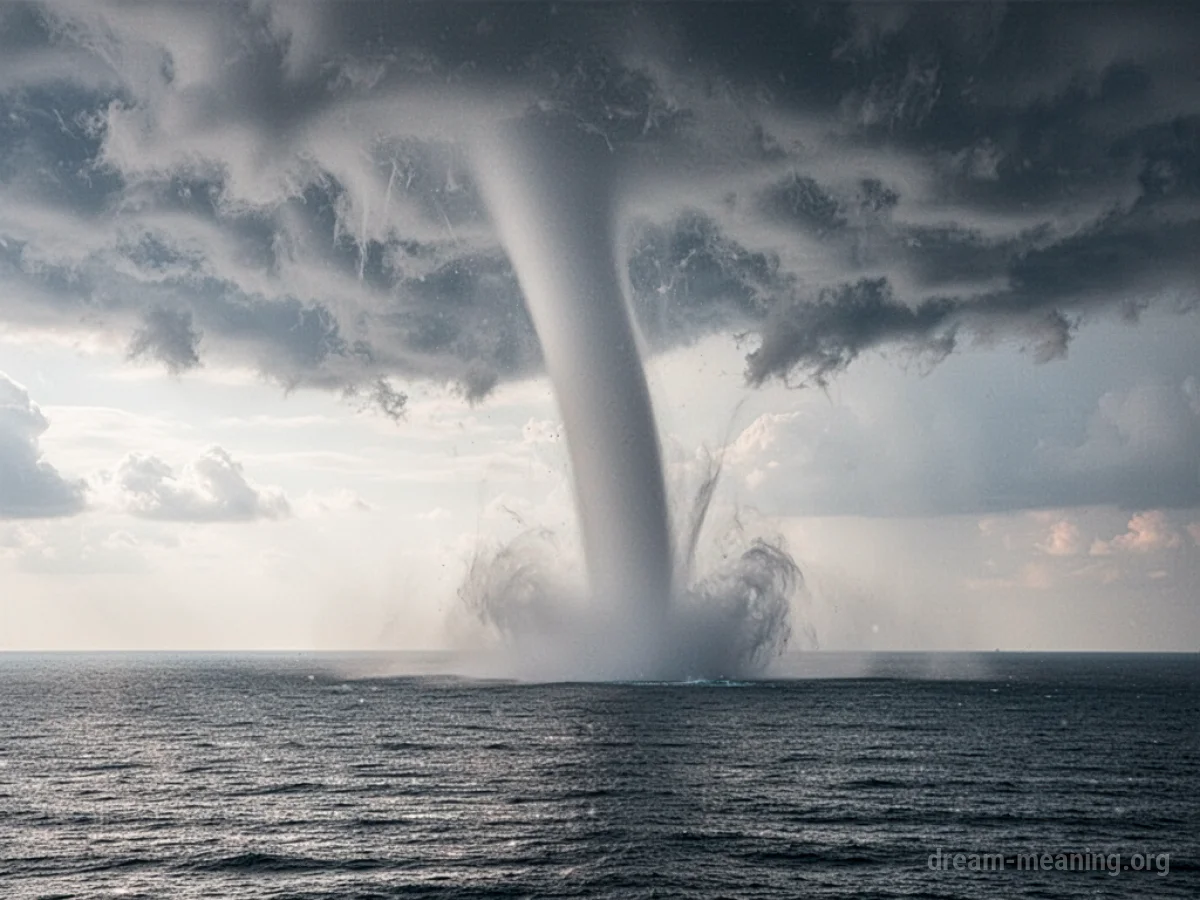 A waterspout forming over the ocean.