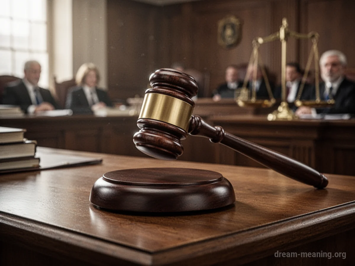 A wooden gavel striking a sounding block.
