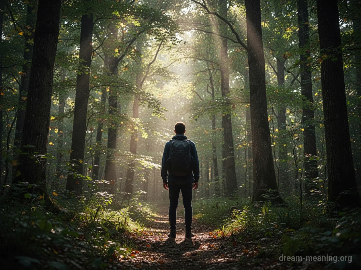 Silhouette of a person merging with a forest.