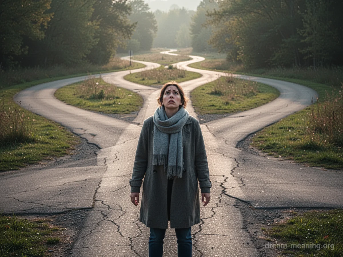 A person stands at a crossroads, looking down different paths.